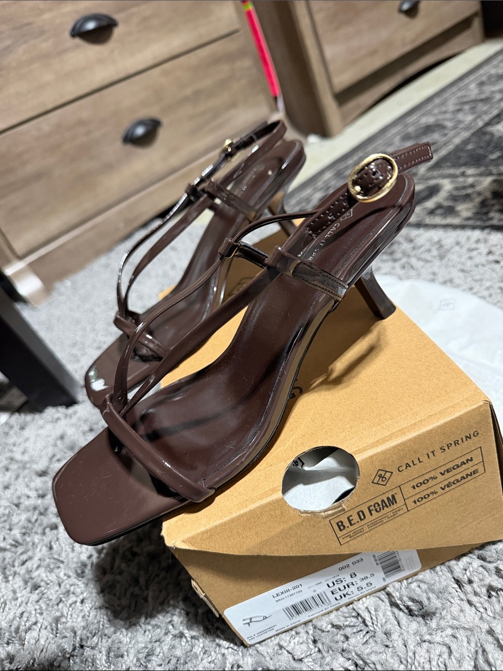 Call It Spring Brown Strappy Kitten Heel Sandals